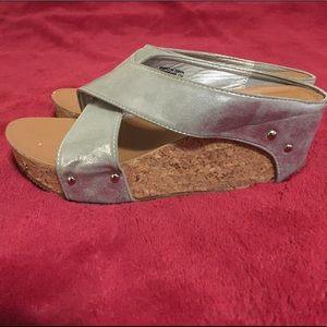 Metallic Wedge Sandals